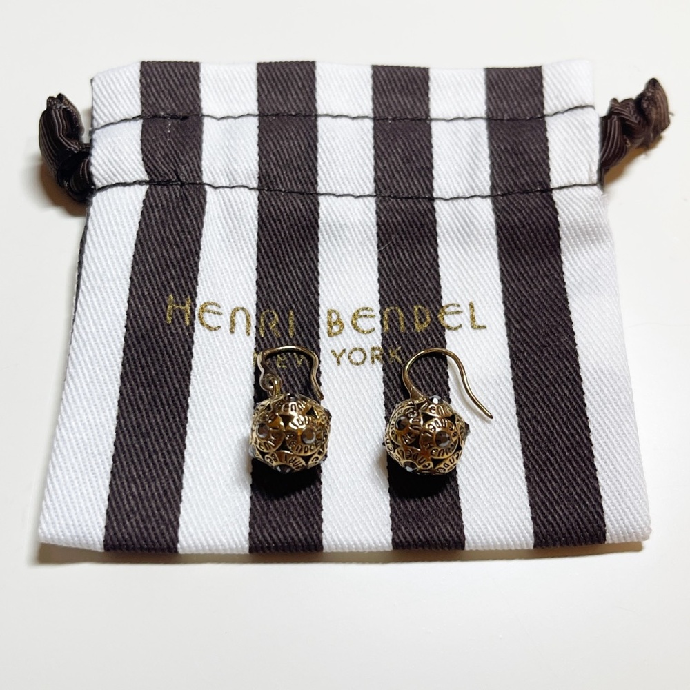 Henri Bendel Crystal Logo Drop Earrings - Picture 6 of 6